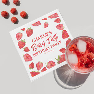 Berry First Strawberry Girl 1st Birthday Party Pappersservett