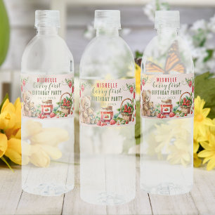 Berry First Strawberry och Bear Birthday Vattenflaskor Etikett