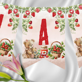Berry First Strawberry och Bear Birthday Vimplar