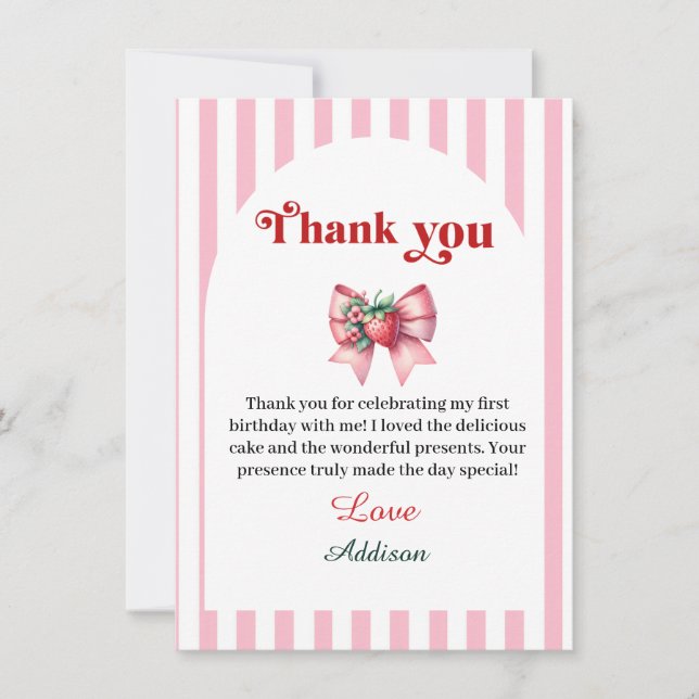 Berry First Strawberry och Bow Tack Kort (Framsida)