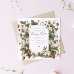 Berry First Vintage Strawberry Girl 1 födelsedag Inbjudningar<br><div class="desc">Vintage botaniskt jordgubbe 1:a födelsedagsinbjudan. Designad för en tjej Berry första födelsedagen. Den visuella designen har vintage stil som illustration av ett jordgubbspatch med en söt kanin. Perfekt för vår första födelsedag. Muterat rött,  grönt och guld färg.</div>