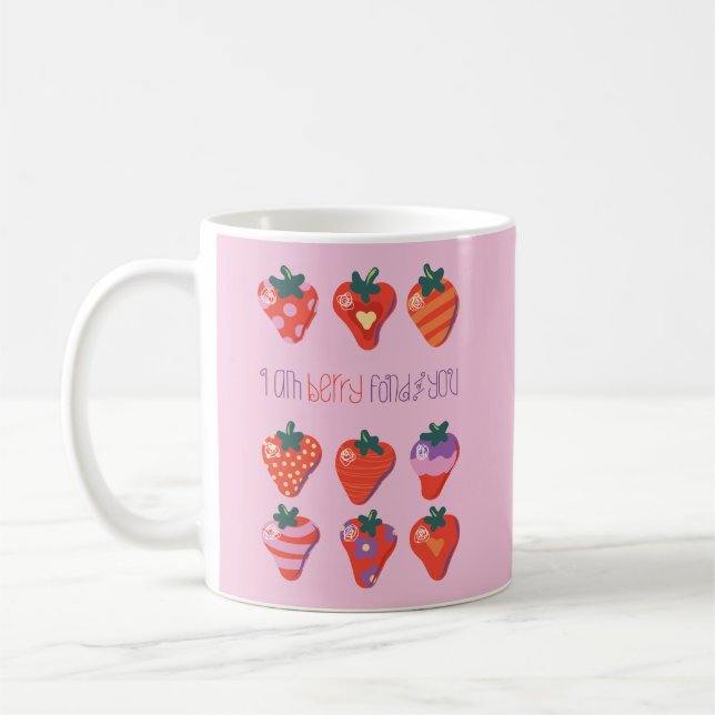 Berry Fond från dig Illustrated Strawberry Kaffemugg (Vänster)