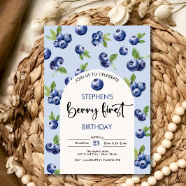 Berry först blåbär barns födelsedag inbjudningar