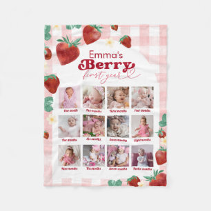 Berry Första födelsedag 12 månader baby foto Fleecefilt