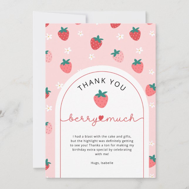 Berry Första födelsedag 1:a födelsedag - tackkort Inbjudningar (Framsida)