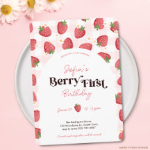 Berry Första Födelsedag 1:a Födelsedagsinbjudan
