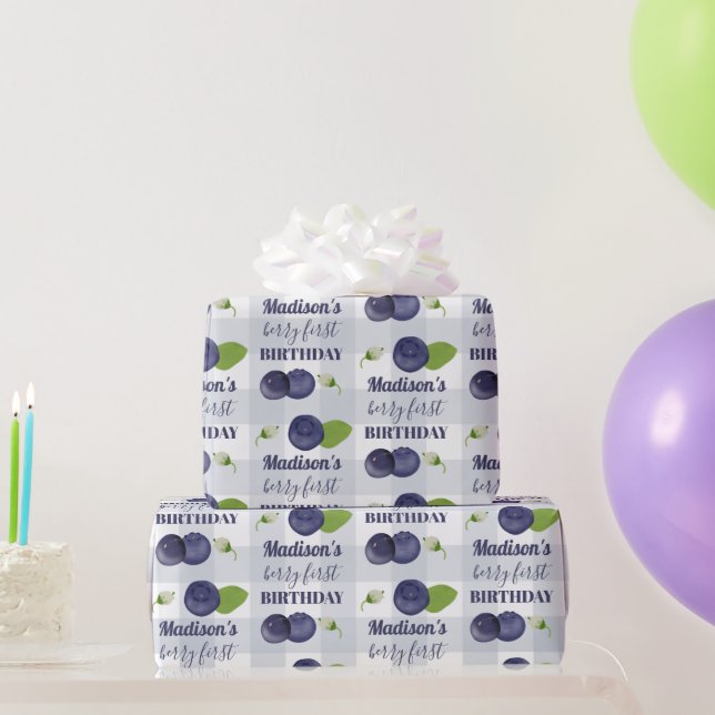 Berry Första Födelsedag Blåbär Första 1:a Namn Presentpapper (Festgåvor)