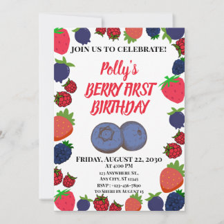 Berry Första Födelsedag Inbjudningar