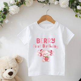 Berry Första Födelsedag Jordgubb Rosa T Shirt