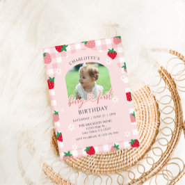 Berry Första Födelsedags Foto Inbjudan