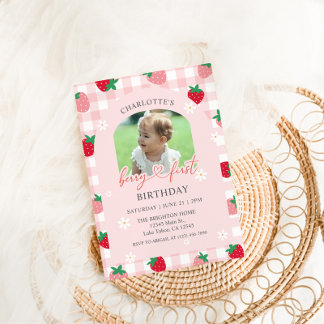 Berry Första Födelsedags Foto Inbjudan