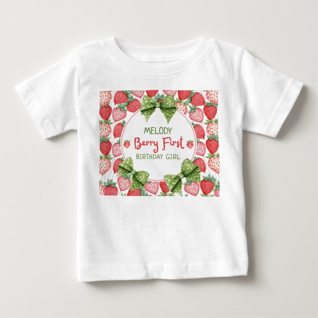 Berry Första födelsedags jordgubb fest T Shirt (Framsida)