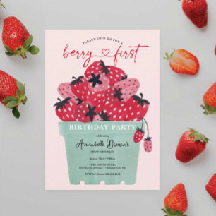 Berry Första Födelsedagsfest Inbjudan Jordgubb