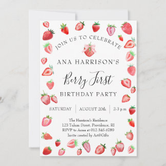 Berry Första Födelsedagsfesten 1:a födelsedagen Inbjudningar