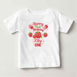 Berry Första Födelsedagsflicka Jordgubbe 1:a Födel T Shirt