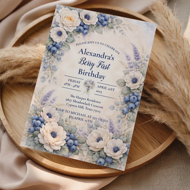 Berry Första Saga Trädgård 1:a Födelsedag Inbjudningar (Skapare uppladdad)