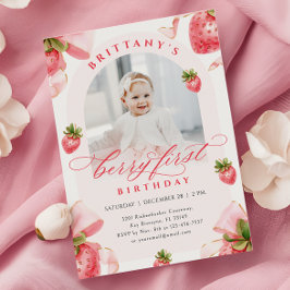 Berry Fotoinbjudan första födelsedag Inbjudningar