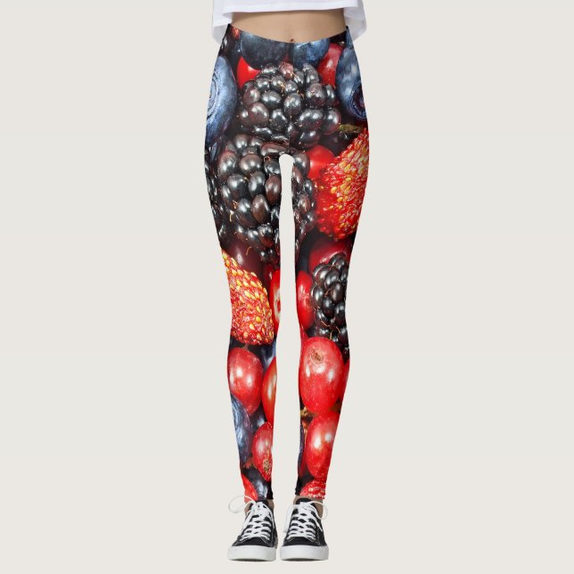 Berry-Fresh Background Mosaic Leggings (Framsida)