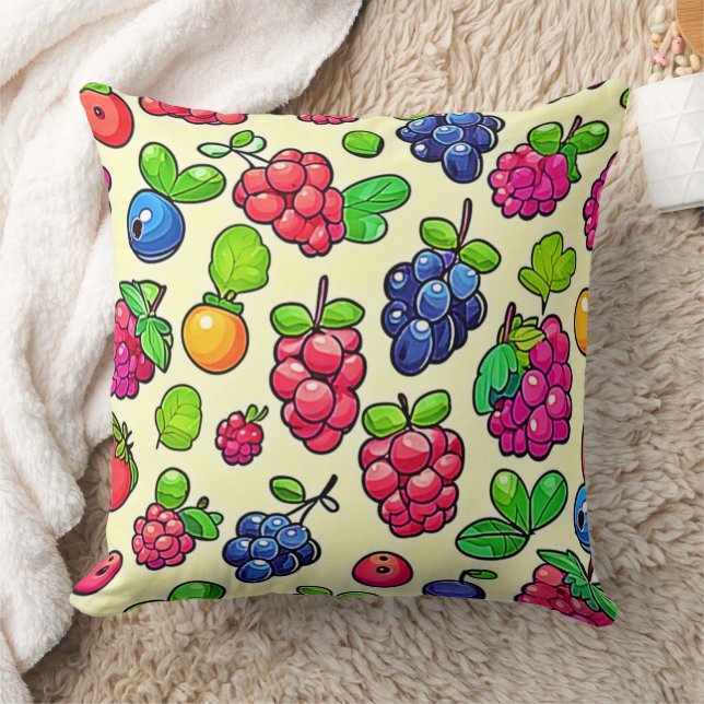 Berry Fruit Mönster Design Kudde (Filt)