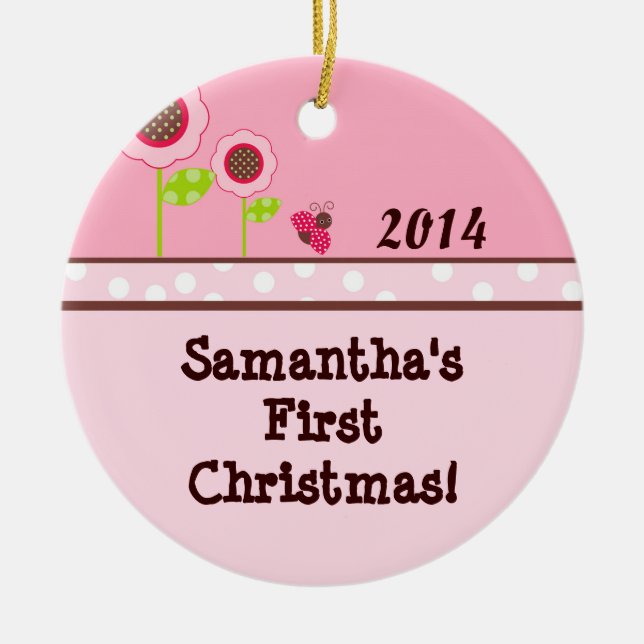Berry Garden Ladybug Personlig Namn Ornament (Framsidan)