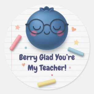 Berry Glad du är min lärare - Cute Back to school Runt Klistermärke