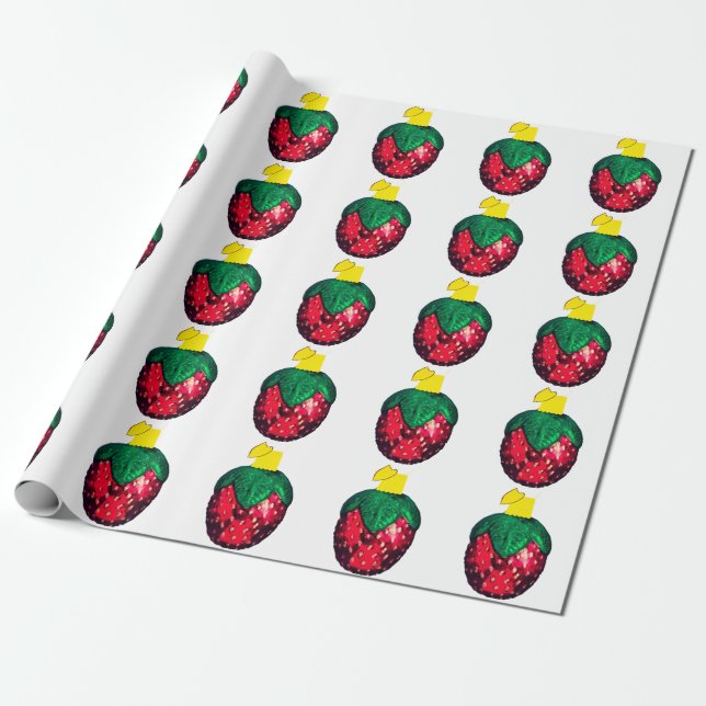 Berry God jul White Wrapping Papper Presentpapper (Utrullad)