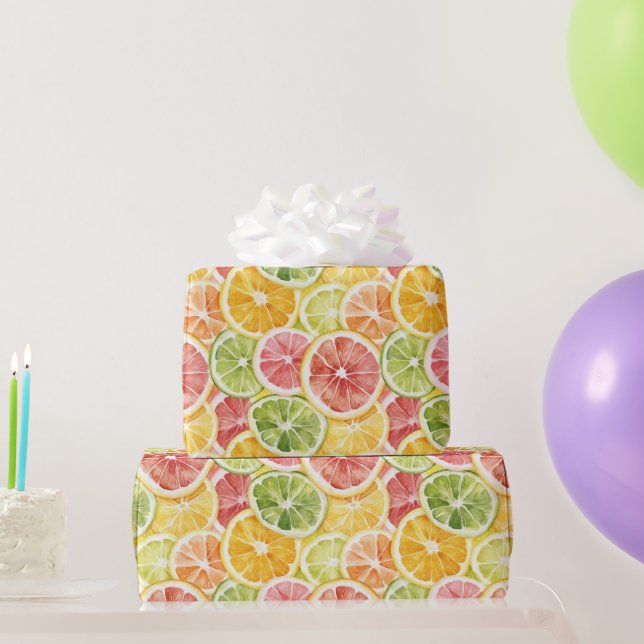 Berry Green Lim Orange Pink Fruit Bridal Shower Presentpapper (Festgåvor)