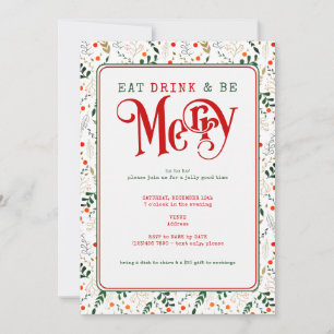 Berry Gren Eat, Drink Be God jul Potluck Inbjudningar