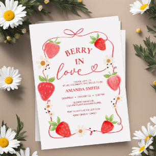 Berry i Kärlek Red Bow Inbjudningskort för möhippa