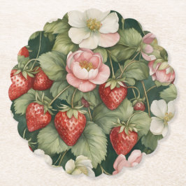 ’Berry in Kärlek’ Flowers and Strawberry’ Underlägg Papper