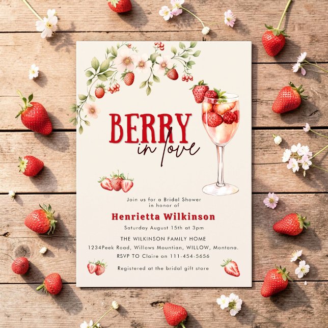 Berry in Love Botanisk konst Rosa Bröllopsdusch  (Skapare uppladdad)