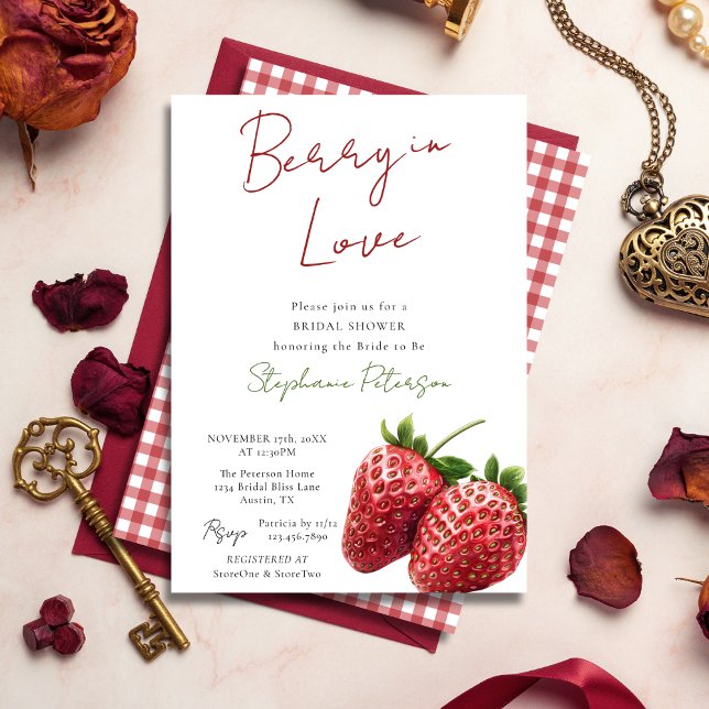 Berry In Love Bridal Shower Invitation Template Inbjudningar (Skapare uppladdad)