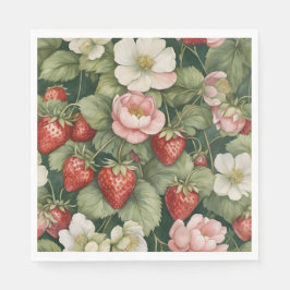'Berry in Love' Jordgubbe och blommor Pappersservett