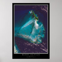 Berry Islands Bahamas från Space Satellite Karta