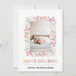 Berry, julfoto för löv peach Glad helg Julkort