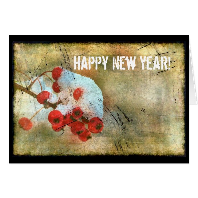 Berry Kall Grunge, Gott nytt år! Hälsningskort (Framsidan Horizontal)