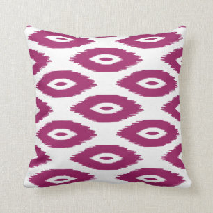 Berry Lila and White Tribal Ikat Dots Kudde