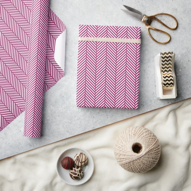 Berry Lila och White Herringbone Presentpapper (Hantverk)