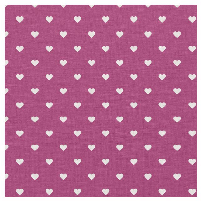 Berry Lila Polka Dot Hearts Tyg (Närbild)