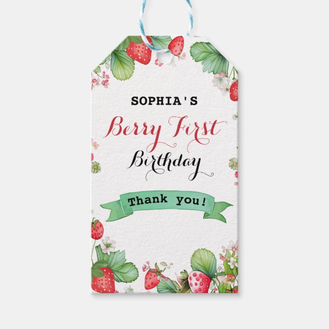 Berry Loely First Birthday Presentetikett (Framsidan)