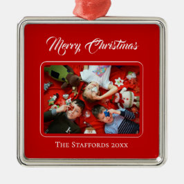 Berry Merry Christmas Röd Foto Ornament