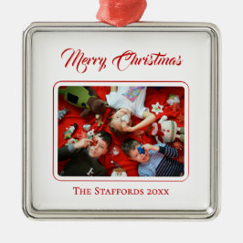 Berry Merry Christmas Vit Foto Ornament