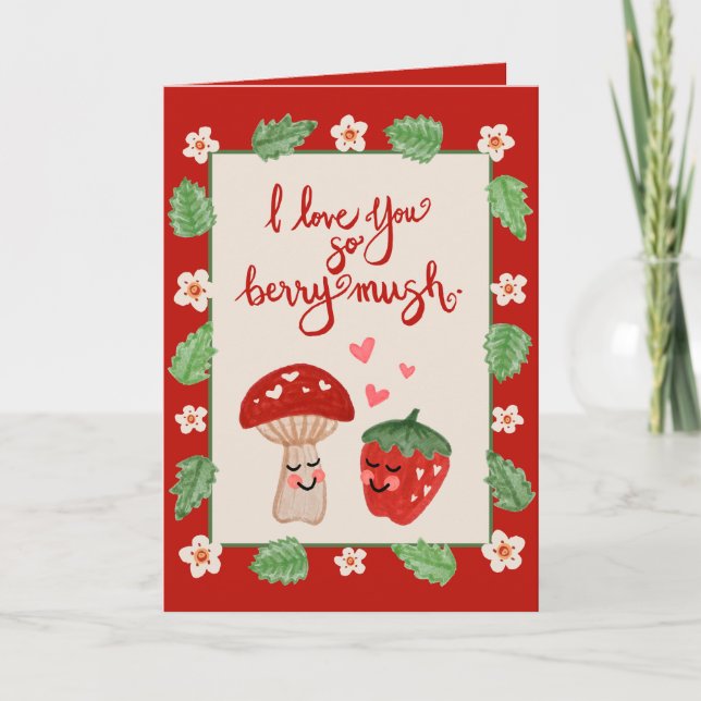 Berry Mushroom Valentine Card Helgkort (Framsida)