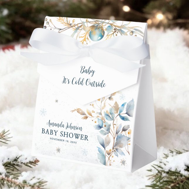 Berry Navy Gold Winter Baby Shower Presentaskar (Skapare uppladdad)
