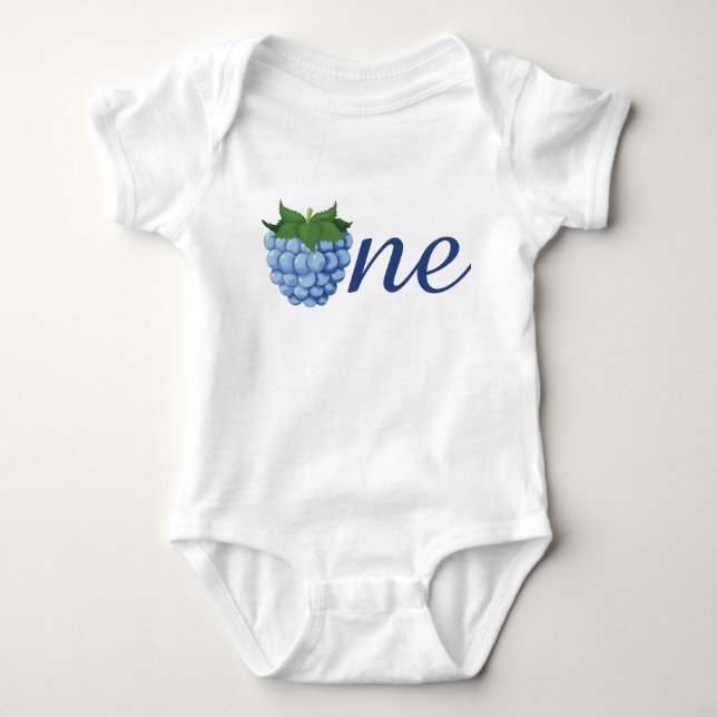 Berry One Blue rapsberry Boy Birthday T Shirt (Framsida)