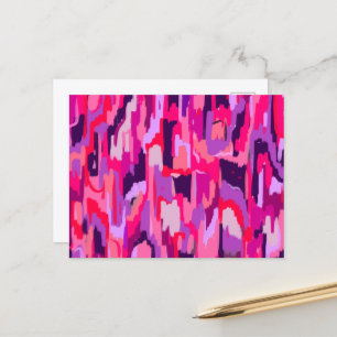 Berry Patch: Red and Rosa Abstrakt Vykort