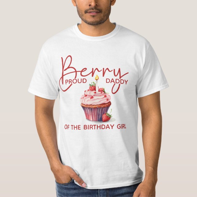 Berry Proud pappa Strawberry Cupkaka 1:a födelseda T Shirt (Framsida)
