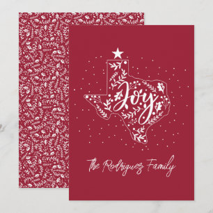 Berry Red Joy Holiday Texas-form Julkort