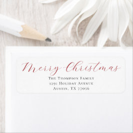 Berry Red Merry Christmas Return Address Label Returadress Etikett