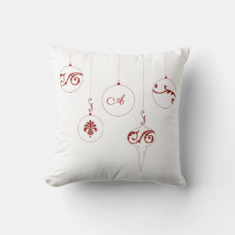 Berry Red Monogram Bauble jul Ornaments Kudde